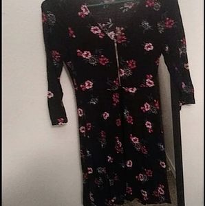 3/4 sleeve midi floral dress